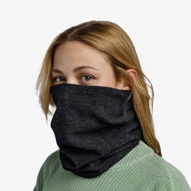 Buff - Merino Fleece Neckwear in Solid Black