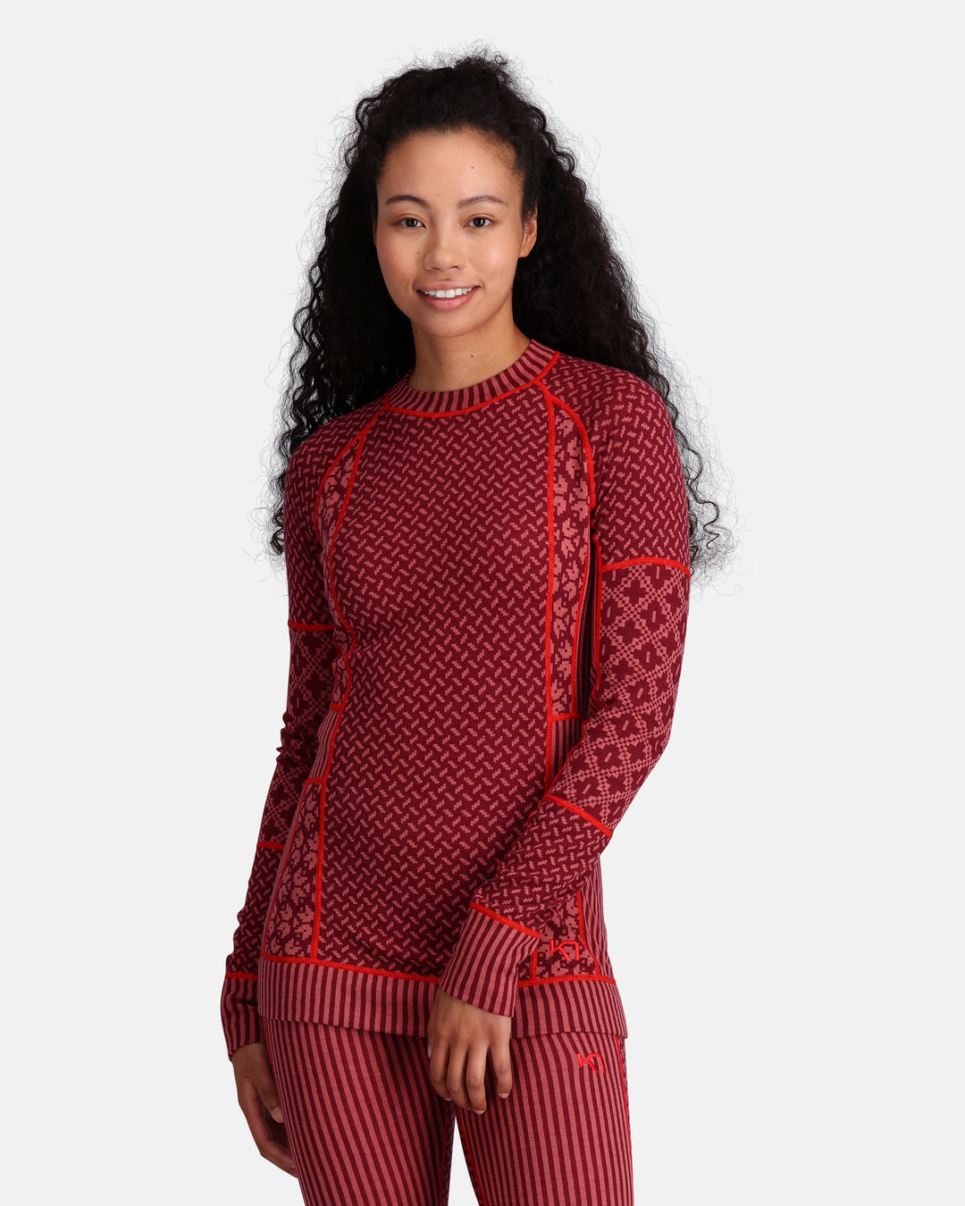 Kari Traa - Smekker Long Sleeve Baselayer 100% Merino in Rouge Park