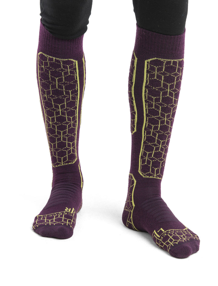 Icebreaker - Men Ski+ Medium OTC Alpine Geo Socks in Nightshade/Bio Lime