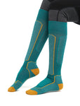 Icebreaker - Women Ski+ Medium OTC Socks in Flux Green/Solar/Ether