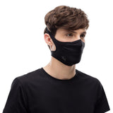 A Man Wearing a Buff Filter Mask in Solid Black
