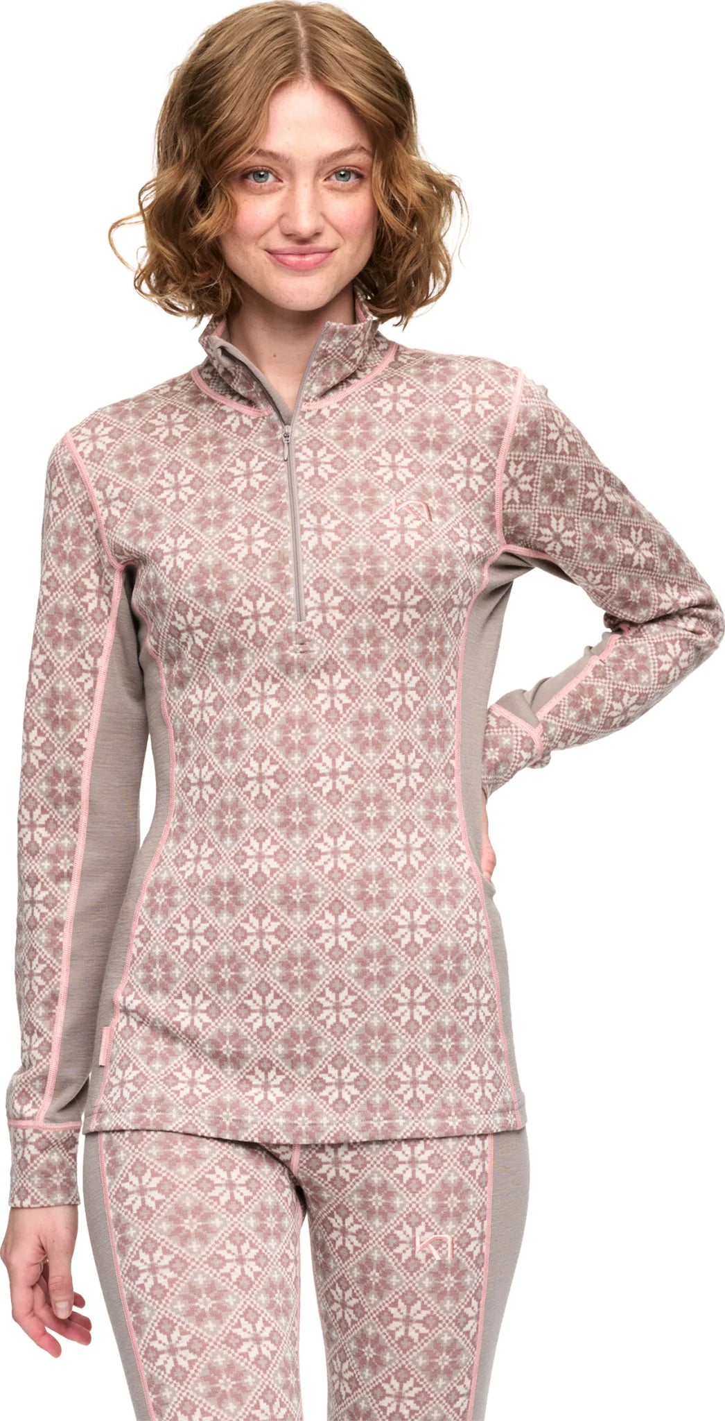 Kari Traa - Rose Half-Zip Base Layer Top in Taupe