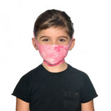 Front shot of a kid in a Kids' Buff Filter Mask in Nympha Pink
